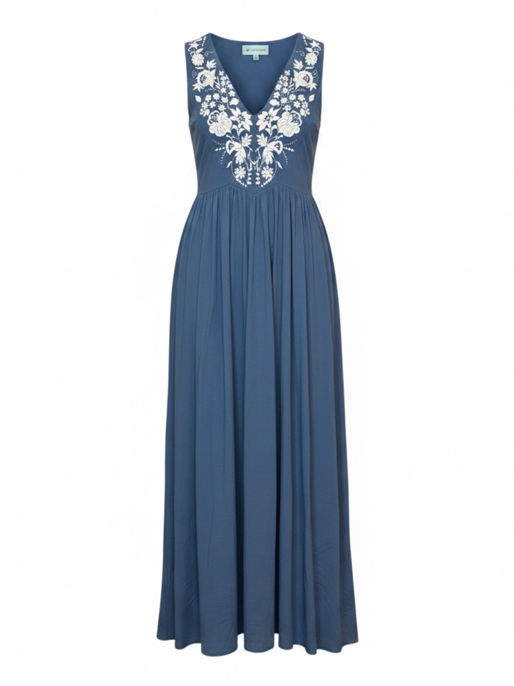 Tuckernut Sleeveless Embroidered A-Line cotton Maxi Dress
